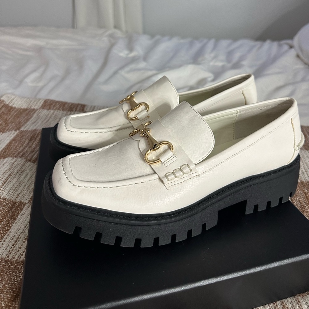 Topshop white chunky loafers